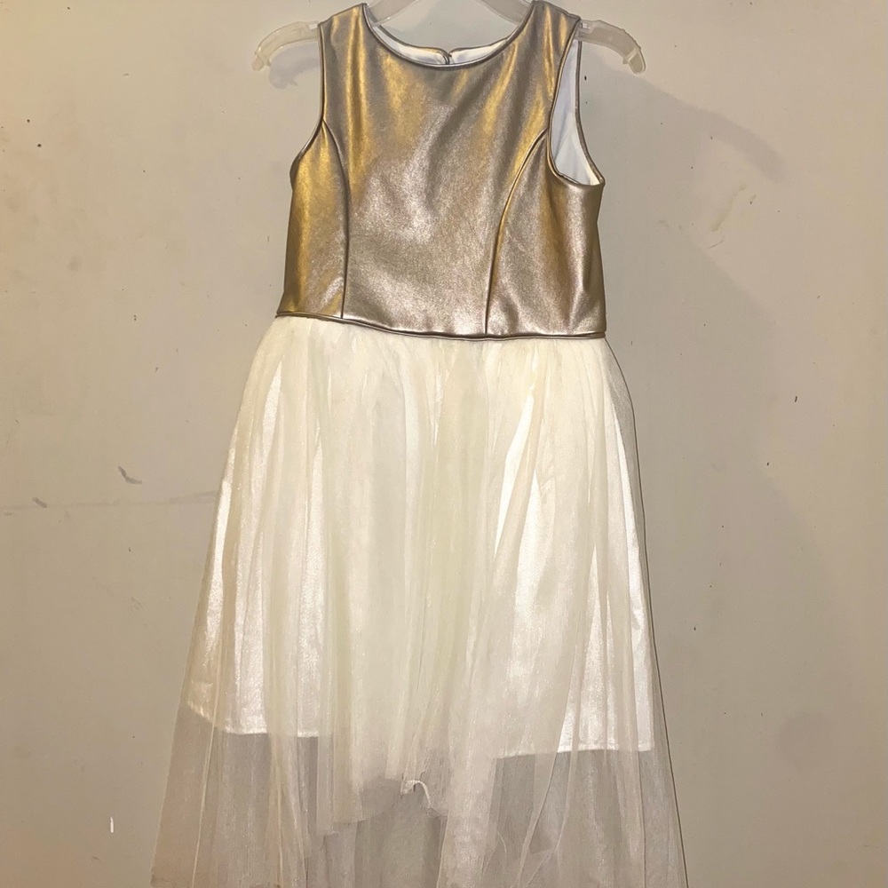 High-low gold and cream dress. Size 10 kids